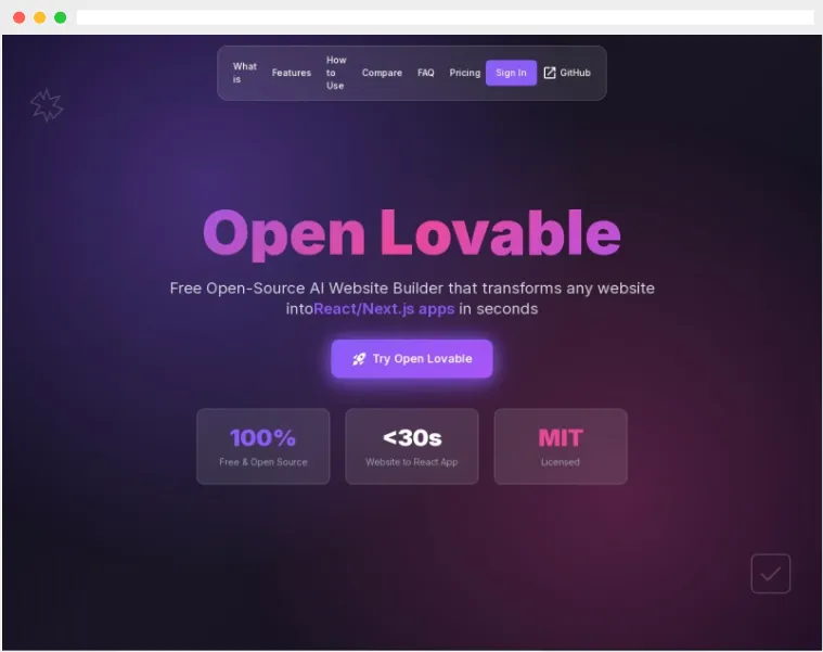Open Lovable官网截图