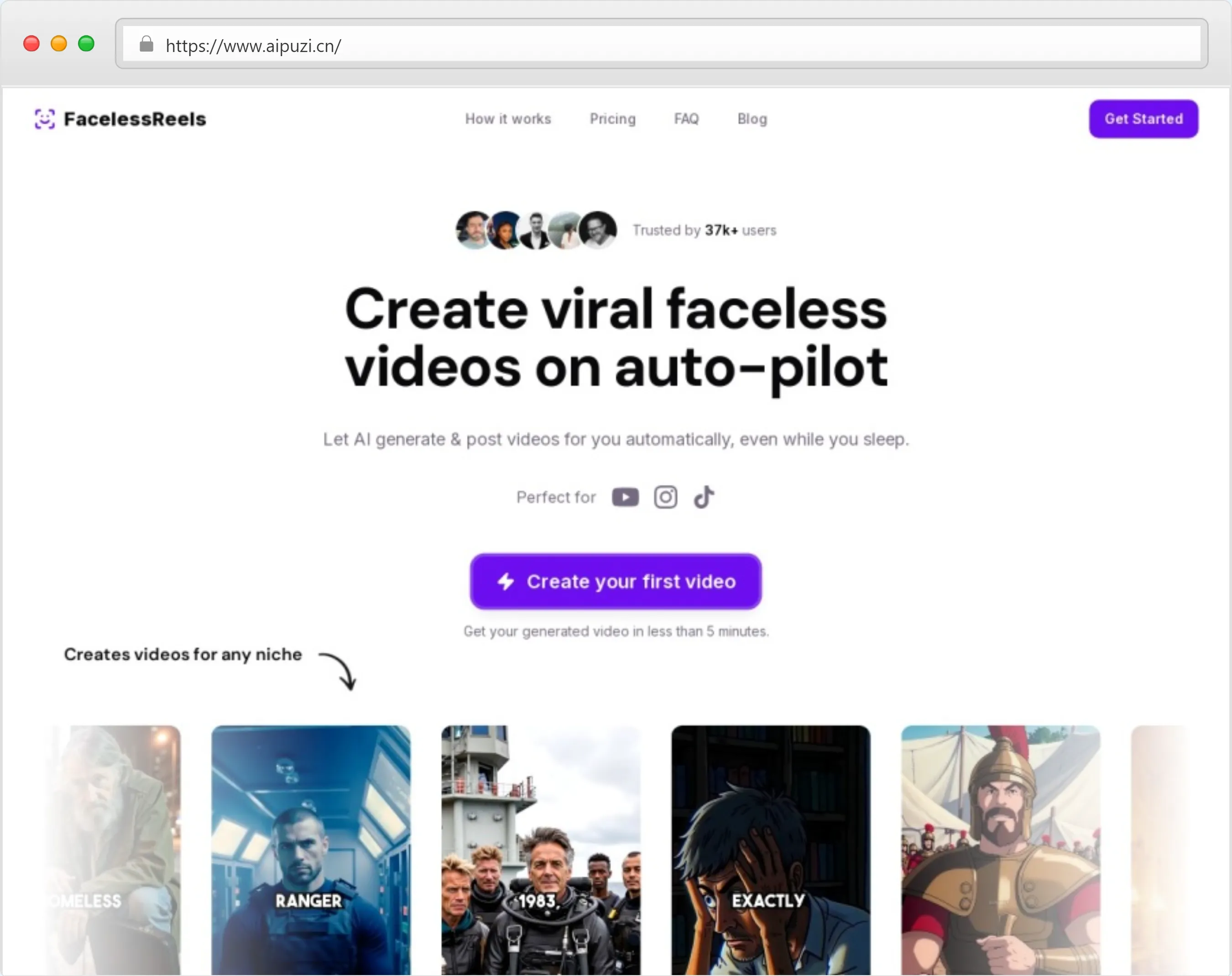 FacelessReels官网截图