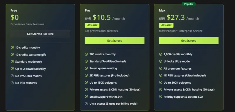 Modelfy 3D：AI驱动的在线图像转3D模型生成平台，支持高达30万面数的专业级建模