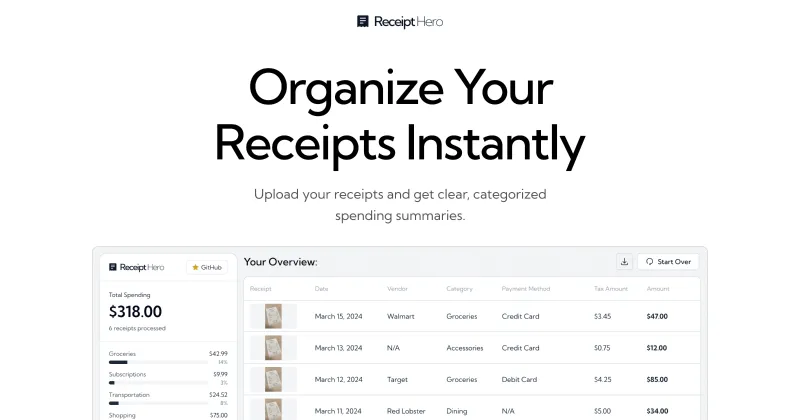 ReceiptHero：AI驱动的收据管理应用，轻松处理收据并分析支出