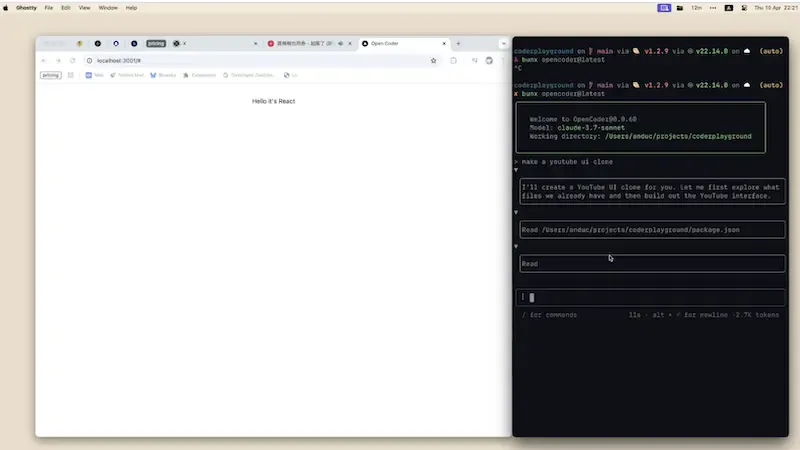 OpenCoder：开源AI编程助手，提供与 Claude Code 相似体验的本地开发工具