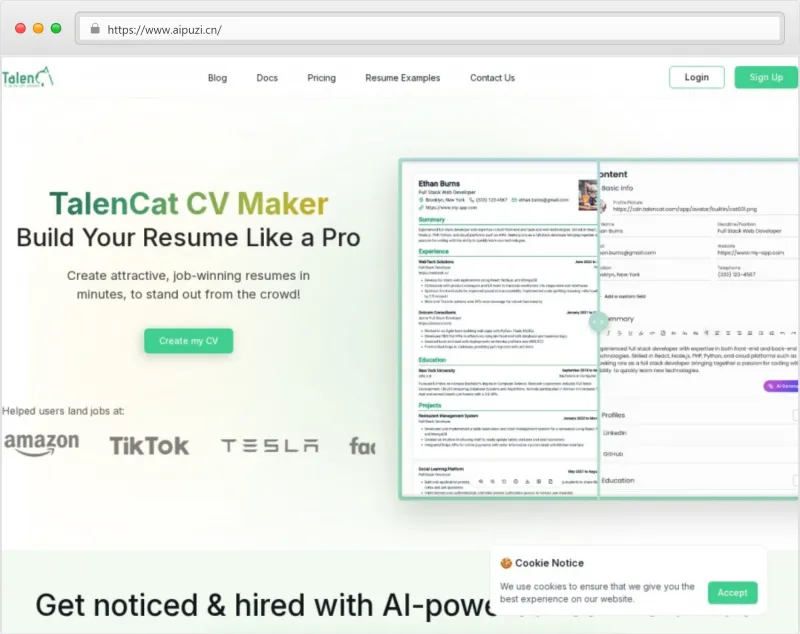 TalenCat CV Maker官网截图