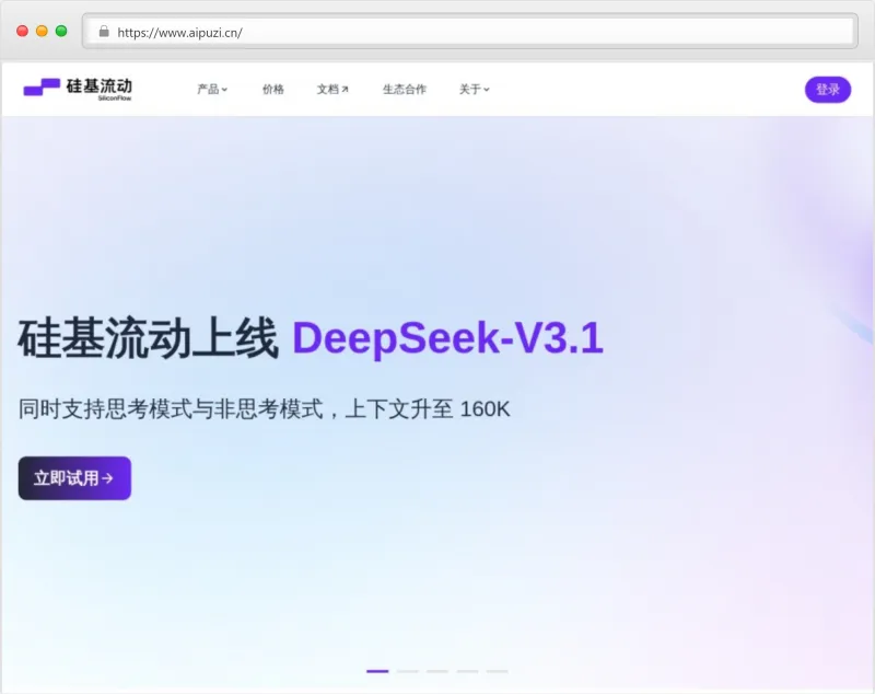 硅基流动(SiliconFlow)官网截图
