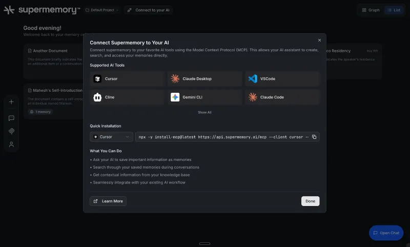 Supermemory:开源 AI 驱动记忆管理工具,多源内容整合与智能交互 Supermemory:开源 AI 驱动记忆管理工具,多源内容整合与智能交互