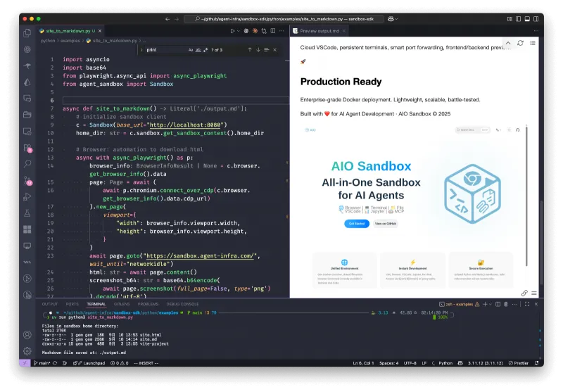 AIO Sandbox:一体化AI代理沙箱环境,整合多工具协同与安全执行 AIO Sandbox:一体化AI代理沙箱环境,整合多工具协同与安全执行
