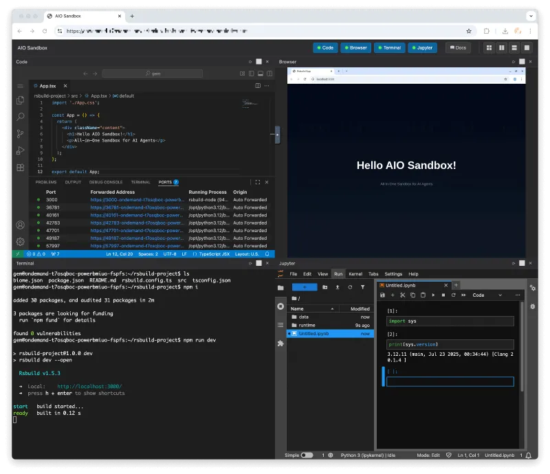 AIO Sandbox:一体化AI代理沙箱环境,整合多工具协同与安全执行 AIO Sandbox:一体化AI代理沙箱环境,整合多工具协同与安全执行