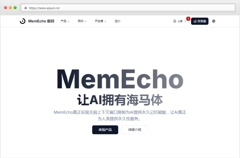 意回(MemEcho)官网截图