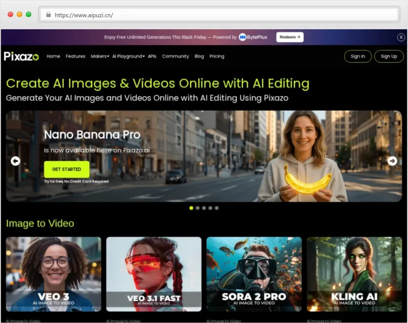 Pixazo AI官网截图