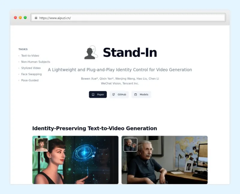 Stand-In:微信CV团队开源的轻量即插即用视频生成身份控制框架 Stand-In:微信CV团队开源的轻量即插即用视频生成身份控制框架