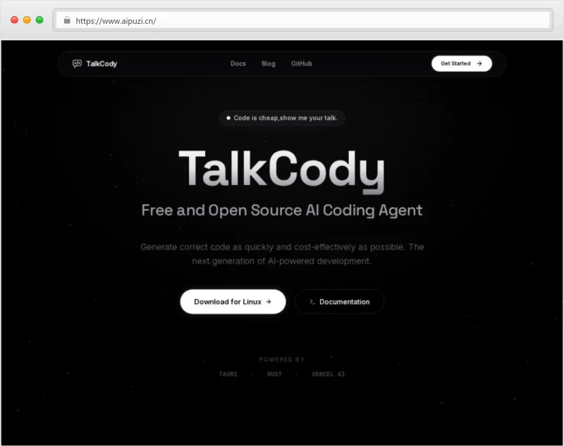 TalkCody官网截图