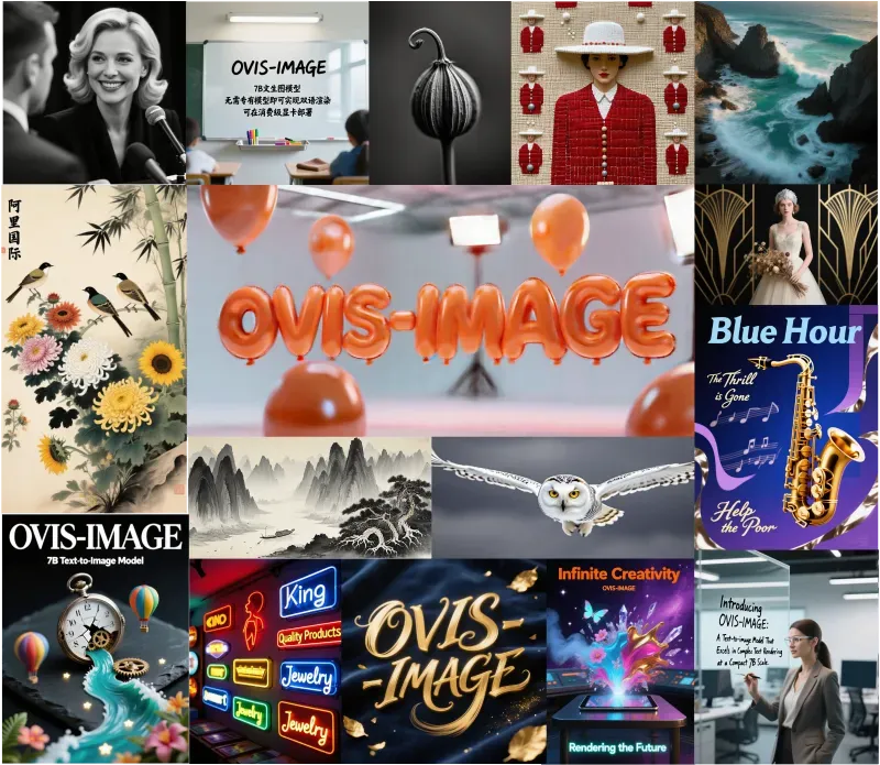 Ovis-Image:阿里开源的7B 参数轻量级AI文生图模型 Ovis-Image:阿里开源的7B 参数轻量级AI文生图模型