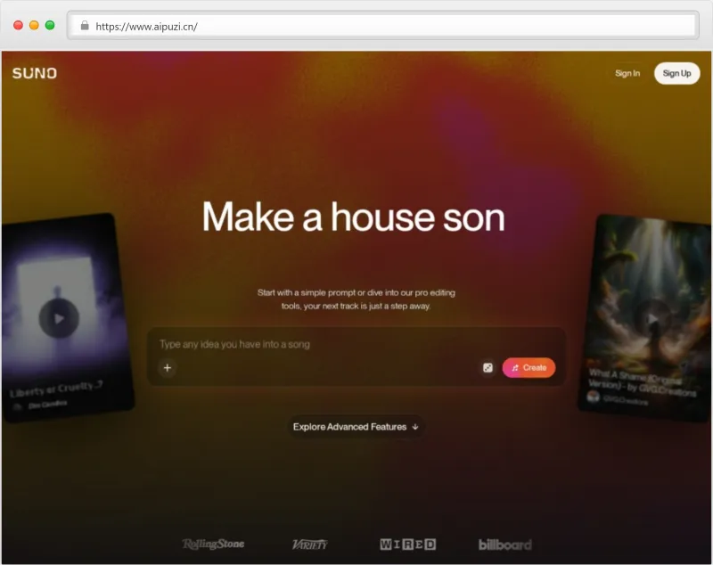 Suno官网截图