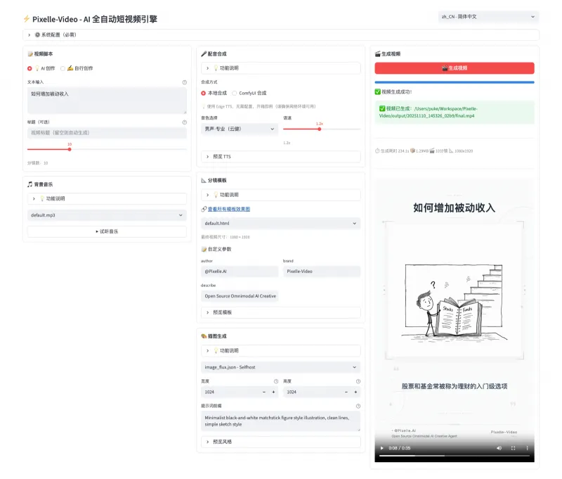 Pixelle-Video：开源全流程自动化AI短视频创作工具，一句话主题生成完整成片