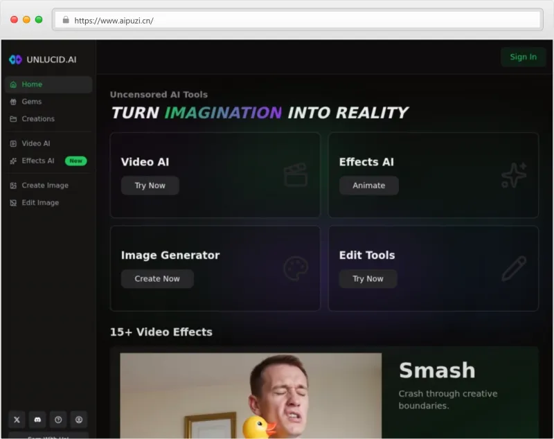 Unlucid AI官网截图