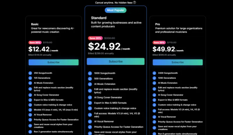 Nafy AI：在线AI歌曲生成器，秒级创作免版税、可商用的原创音乐