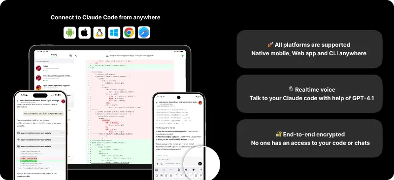 Happy Coder：跨端AI编程代理管控工具，全场景远程控制与端到端加密协同