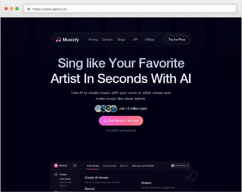 Musicfy AI官网截图