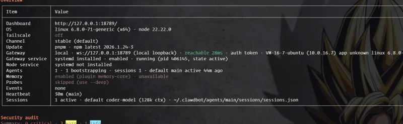 Openclaw (原 Clawdbot) 服务状态检查 - AI 助手运行中