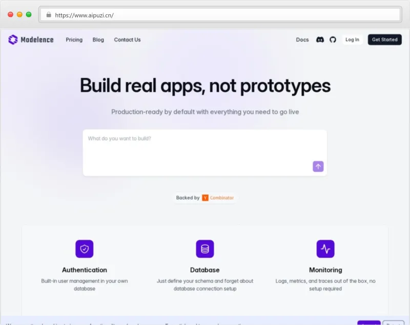 Modelence官网截图
