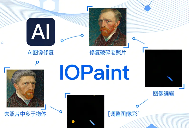IOPaint：开源 AI 图像智能修复工具，一键擦除瑕疵、替换物体与扩展画幅