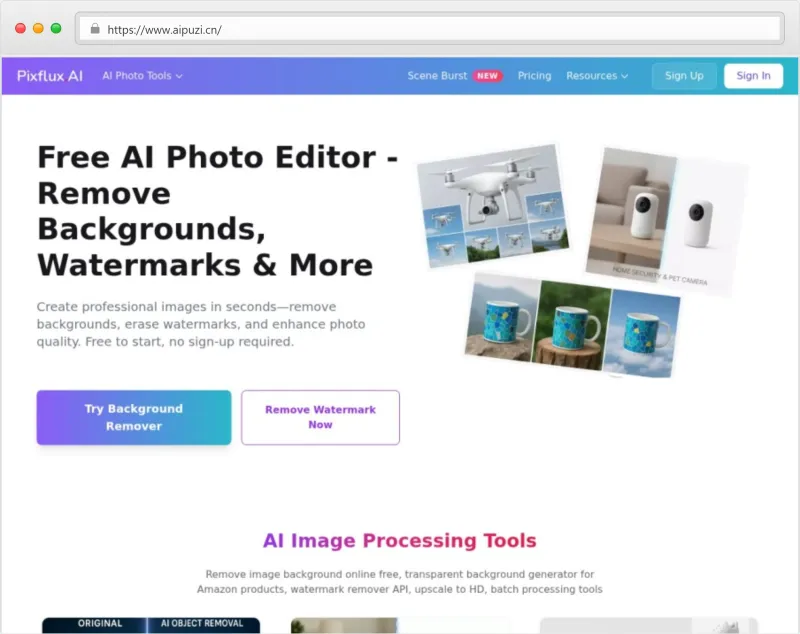 Pixflux.AI官网截图
