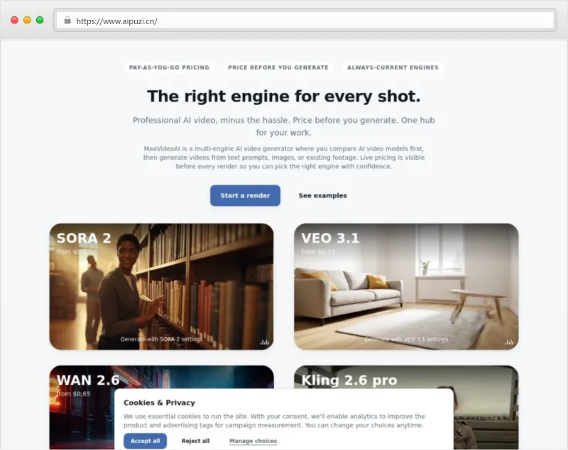 MaxVideoAI官网截图