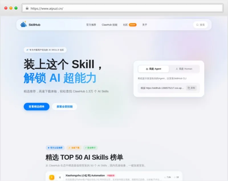 SkillHub官网截图