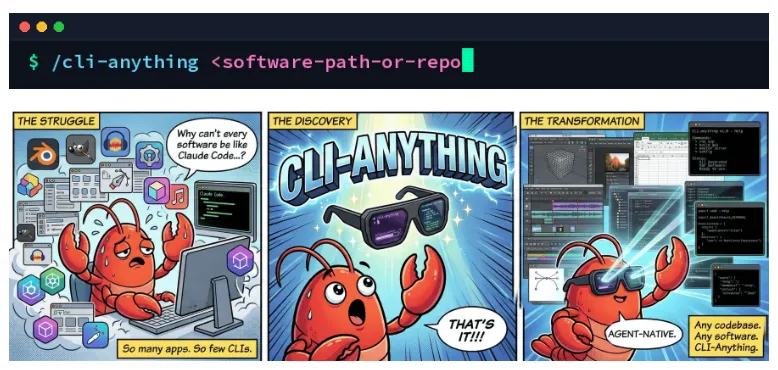 CLI-Anything：港大开源AI智能体CLI生成工具，一键让任意软件成为Agent原生
