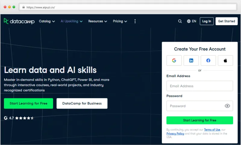 DataCamp官网截图