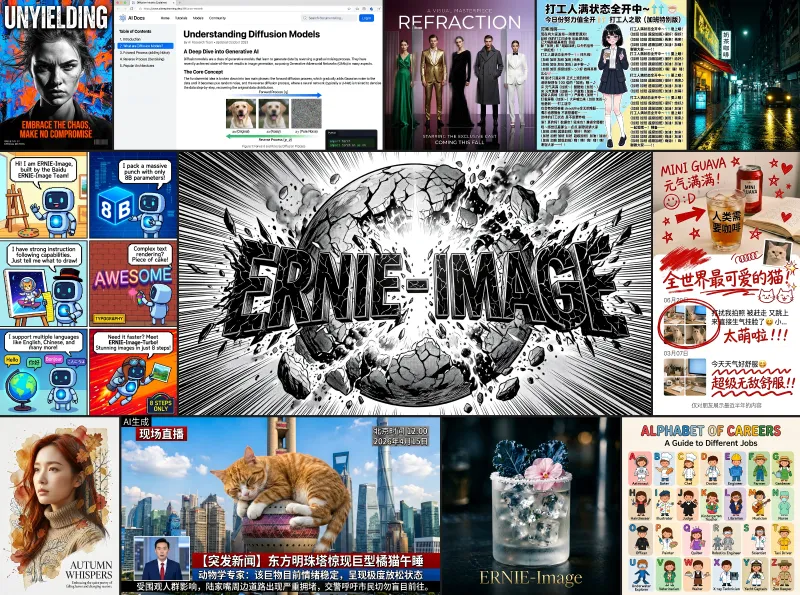 ERNIE-Image：百度文心开源的8B参数单流DiT架构AI文生图工具