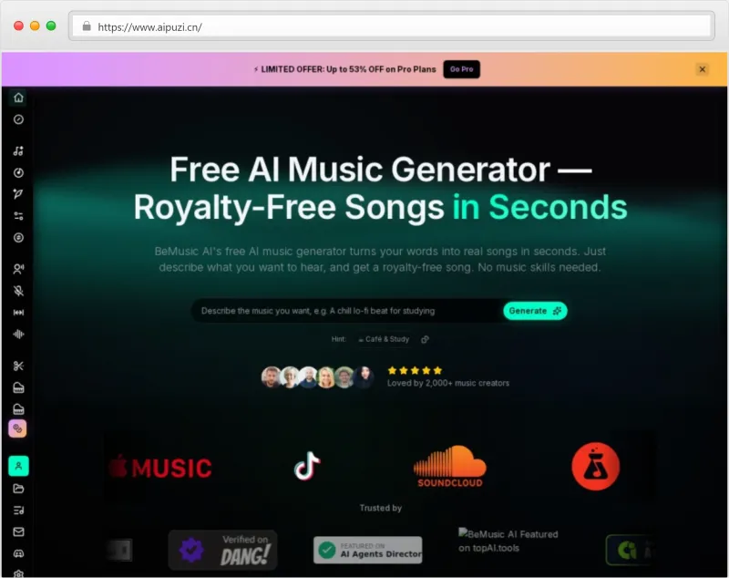 BeMusic AI官网截图