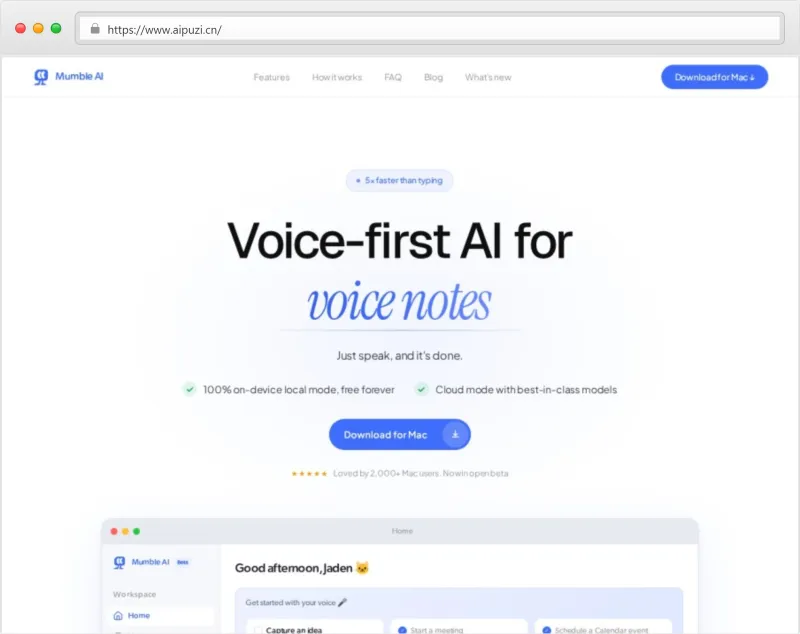 Mumble AI官网截图