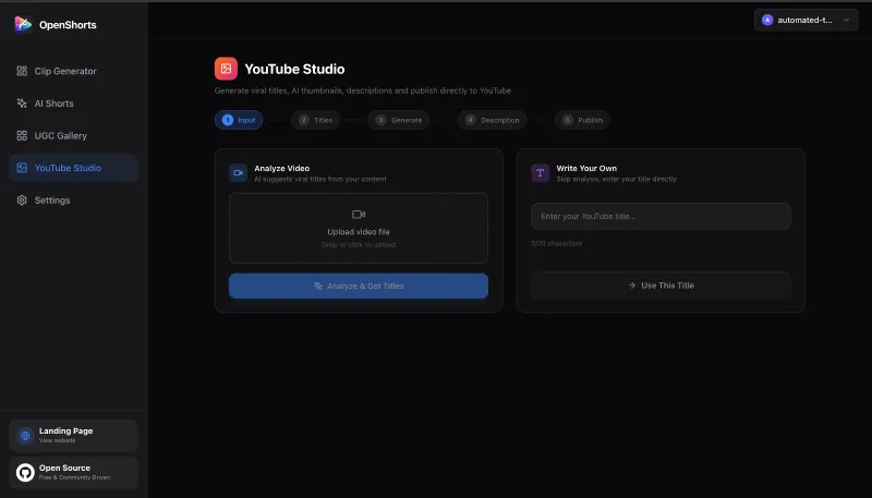 OpenShorts：开源AI短视频全链路生成工具，自托管无水印批量创作