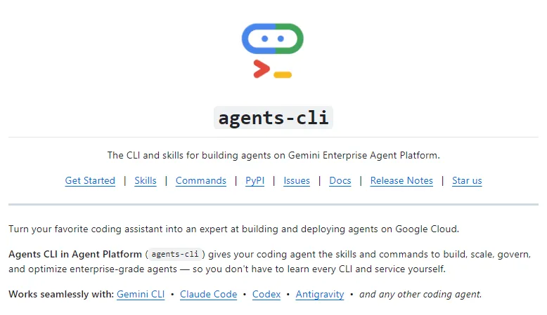 agents-cli：谷歌开源 AI 智能体 CLI 工具，全生命周期极简开发部署