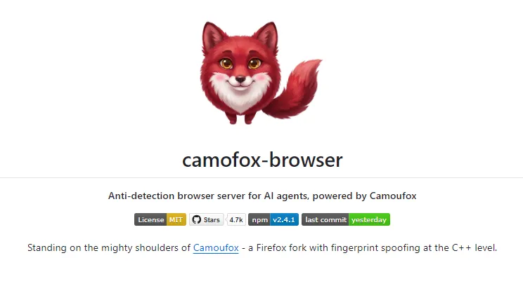 Camofox-Browser：开源AI智能体反检测浏览器服务，内核级指纹伪装轻量化部署