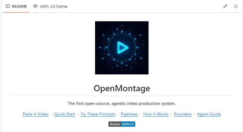 OpenMontage:开源AI智能体视频制作系统,离线一键制作科普宣传短视频 OpenMontage:开源AI智能体视频制作系统,离线一键制作科普宣传短视频