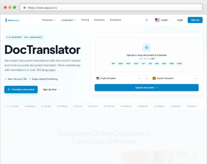 DocTranslator官网截图