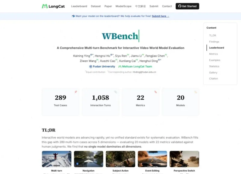 WBench：美团联合复旦开源的AI视频交互能力标准化评测基准