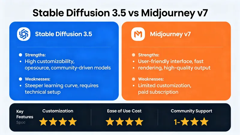 Stable Diffusion 3.5 vs Midjourney v7:2026 年最强 AI 绘图工具终极对比 Stable Diffusion 3.5 vs Midjourney v7:2026 年最强 AI 绘图工具终极对比