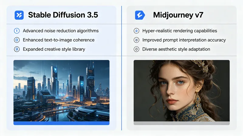 Stable Diffusion 3.5 vs Midjourney v7:2026 年最强 AI 绘图工具终极对比 Stable Diffusion 3.5 vs Midjourney v7:2026 年最强 AI 绘图工具终极对比