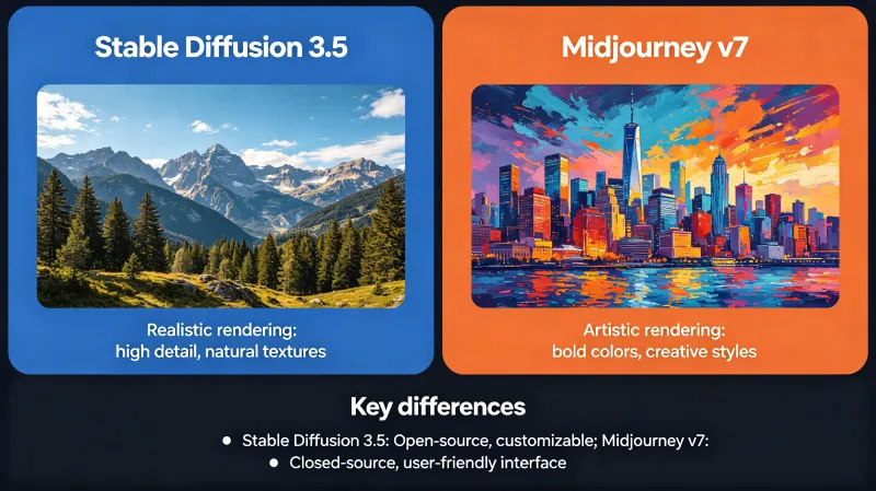 Stable Diffusion 3.5 vs Midjourney v7:2026 年最强 AI 绘图工具终极对比 Stable Diffusion 3.5 vs Midjourney v7:2026 年最强 AI 绘图工具终极对比