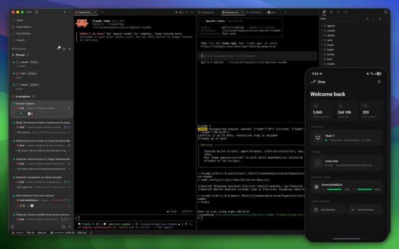 Orca：开源多 AI 代码编排 IDE，基于 Git Worktree 实现多智能体并行隔离开发