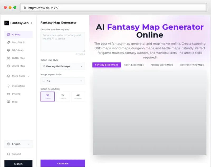 FantasyGen官网截图