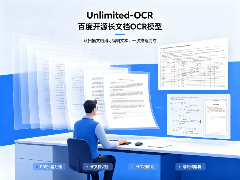 Unlimited-OCR：百度开源长文档OCR模型，单次推理批量解析数十页PDF文档