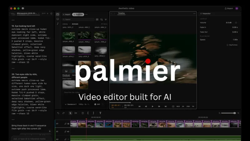 Palmier Pro(AI 原生开源 Mac 视频剪辑编辑器) Palmier Pro(AI 原生开源 Mac 视频剪辑编辑器)