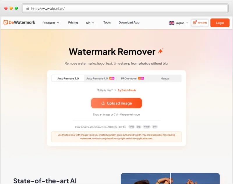 DeWatermark官网截图