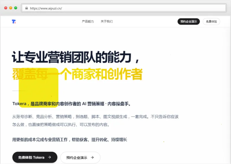 Tokera官网截图