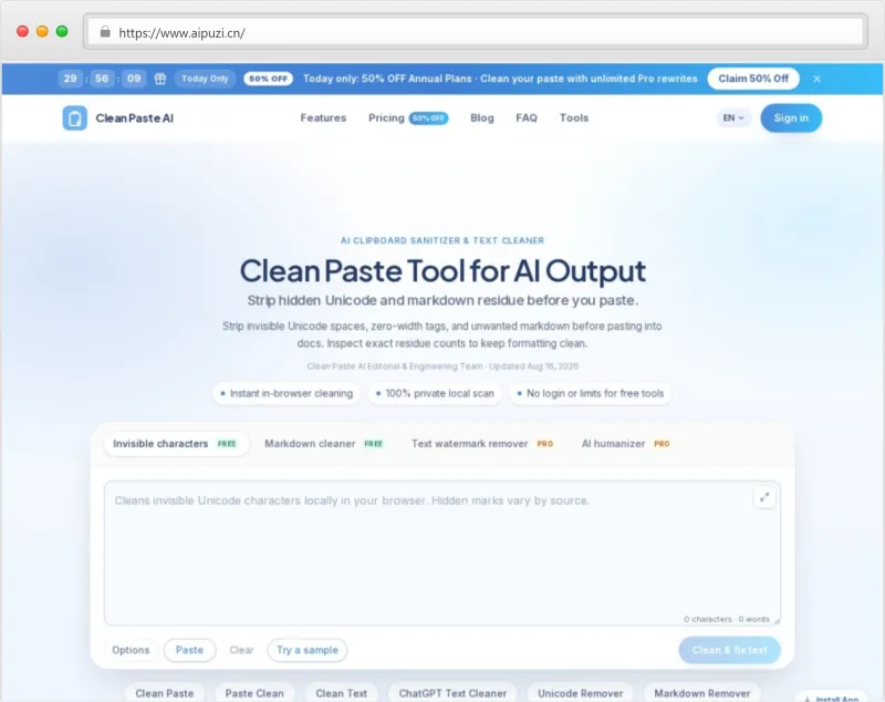 Clean Paste AI官网截图